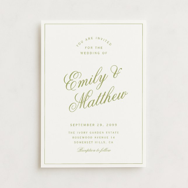 Invitación Citrus Green Modern Script Wedding Invitation (Subido por el creador)