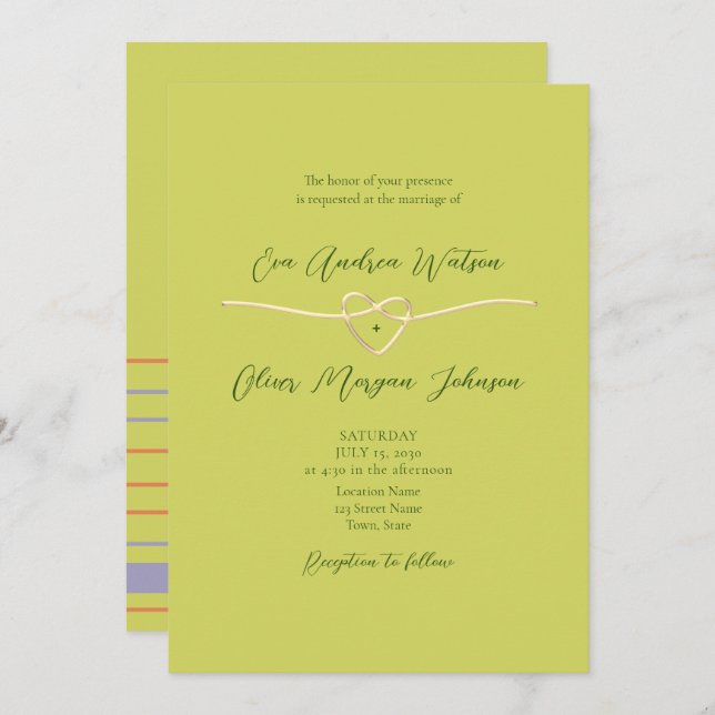 Invitación Citrus Green Photo QR Code Wedding (Anverso / Reverso)