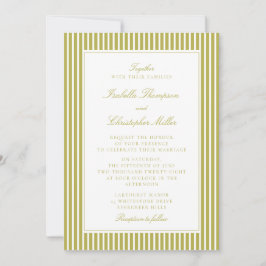 Invitación Citrus Green Stripe Classic Wedding Invitation