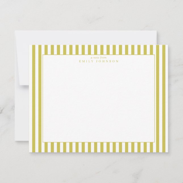 Invitación Citrus Green Striped Note Card (Anverso)