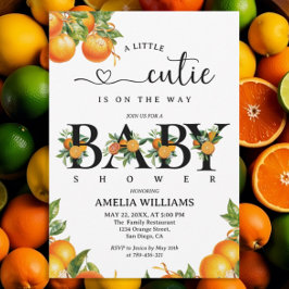 Invitación Citrus Greenery Elegant Naranja Baby Shower
