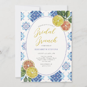 Invitación Citrus Italiano Blue Tile Moda moderna Ducha nupci