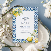 Citrus Italiano Lemon Blue Tile Guardar La Fecha