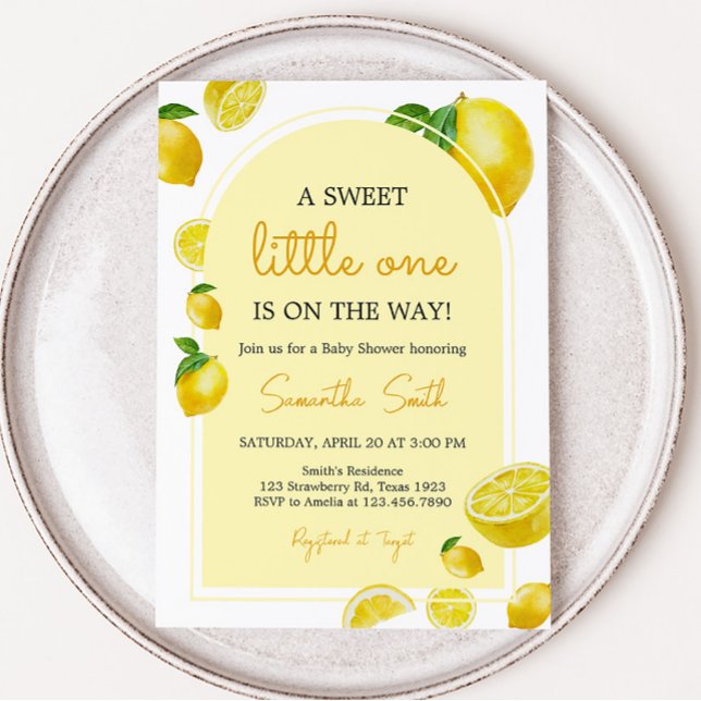 Invitación Citrus Lemon Baby Shower (Sweet Little One Citrus Baby Shower Invitation)