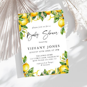 Invitación Citrus Lemon Baby Shower moderno