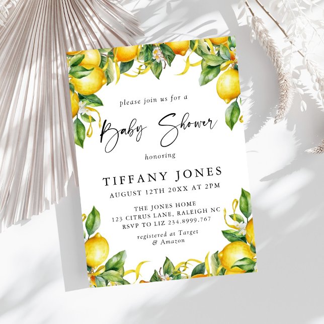 Invitación Citrus Lemon Baby Shower moderno (Subido por el creador)