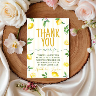 Invitación Citrus Lemon Birthday Thank You Card