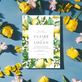 Invitación Citrus Lemon Floral Watercolor Boda