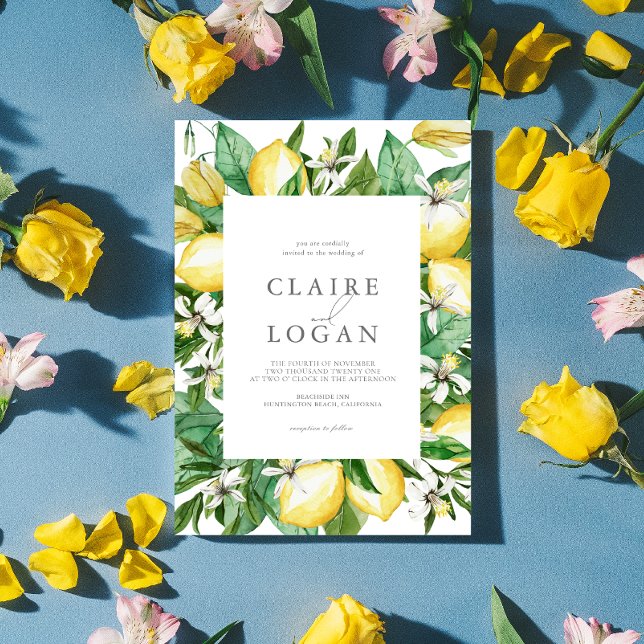Invitación Citrus Lemon Floral Watercolor Boda (Subido por el creador)