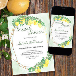 Invitación Citrus Lemon Gold Frame Mint Wash Bridal Shower