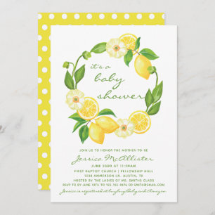 Invitación Citrus limón amarillo Polkadot Unisex Baby Shower