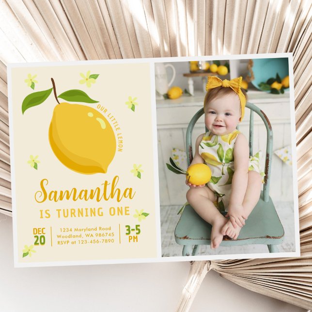 Invitación Citrus limón lindo foto de primer cumpleaños (Subido por el creador)