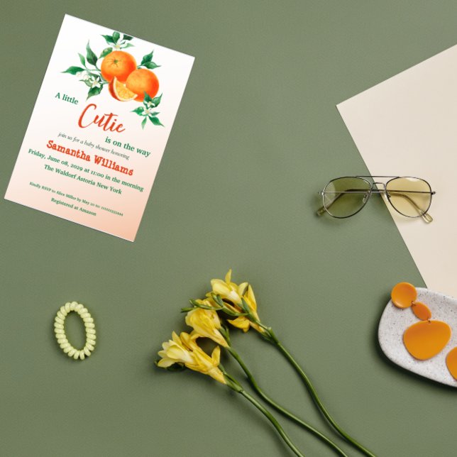 Invitación Citrus Little Cutie En El Camino Naranja Baby Show (Subido por el creador)
