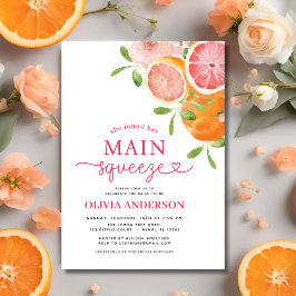 Invitación Citrus Main Squeeze Bridal Shower Naranja Pink