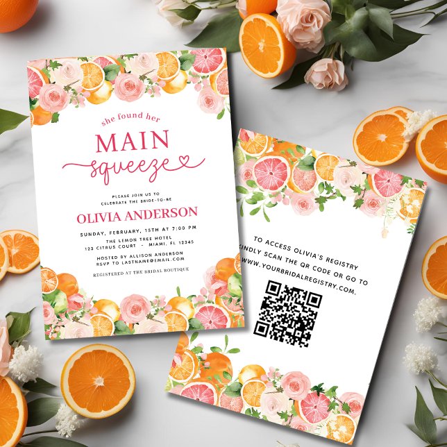 Invitación Citrus Main Squeeze QR Código Ducha de novia (Subido por el creador)