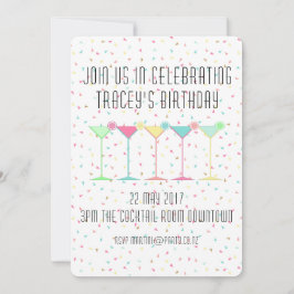 Invitación Citrus Martini Cocktail Party Confetti Black White