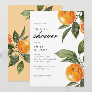 Invitación Citrus Naranja Elegant Bridal Shower