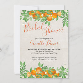 Invitación Citrus Naranja Elegant Script Bridal Shower