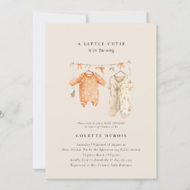 Invitación Citrus Naranja Floral Little Cutie Baby Shower