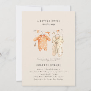 Invitación Citrus Naranja Floral Little Cutie Baby Shower