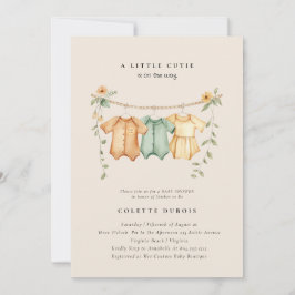 Invitación Citrus Naranja Floral Little Cutie Baby Shower