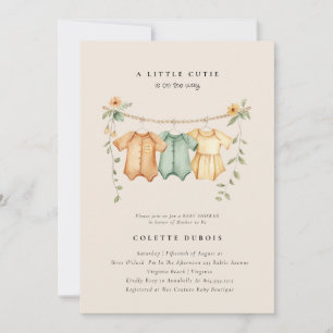 Invitación Citrus Naranja Floral Little Cutie Baby Shower