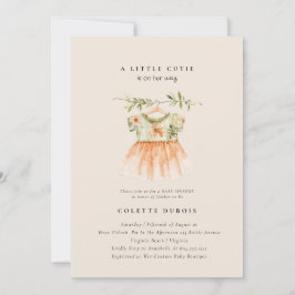 Invitación Citrus Naranja Floral Little Cutie Baby Shower