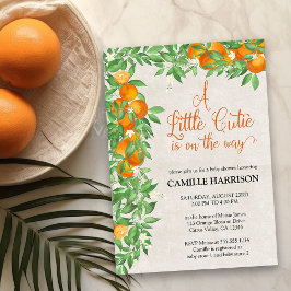 Invitación Citrus Naranja Little Cutie Neutral Baby Shower