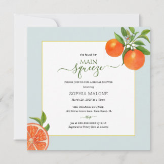 Invitación Citrus Naranja Main squeeze Bridal Shower