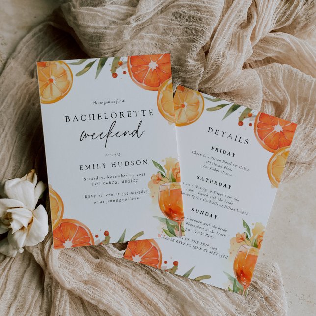 Invitación Citrus Orange Aperol Bachelorette Weekend (Subido por el creador)