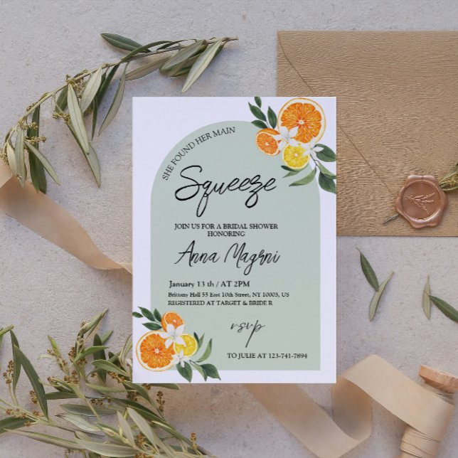 Invitación Citrus Que Encontró Su Principal Ducha De Brigada  (Citrus Lemon Bridal Shower)