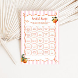 Invitación Citrus Spritz Pink Stripes Bridal Bingo Card