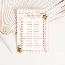 Invitación Citrus Spritz Pink Stripes Would she rather Card