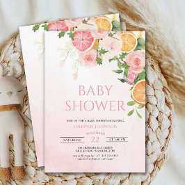 Invitación Citrus Theme Fruit Floral Baby Shower
