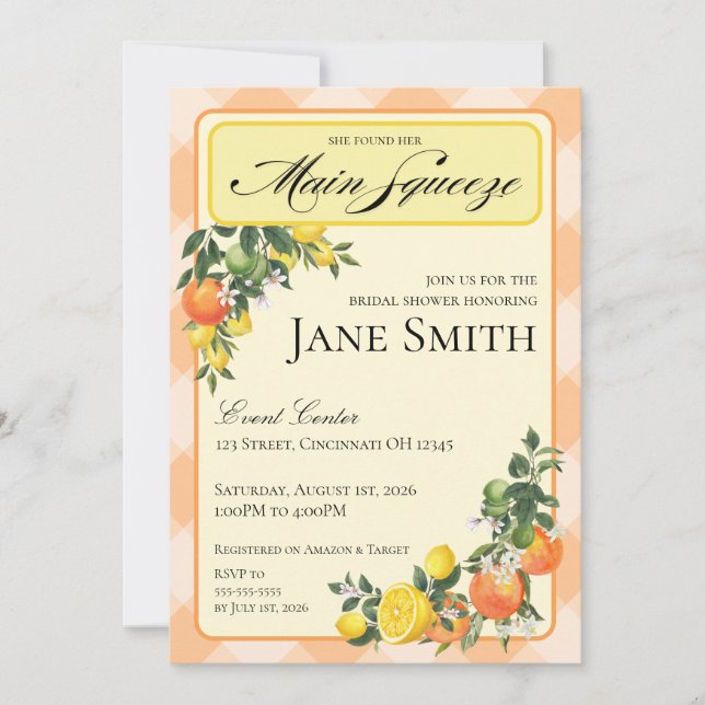 Invitación Citrus Themed Bridal Shower Invitation (Anverso)