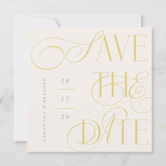 Invitación Citrus Twist Modern Calligraphy Save The Date Card (Anverso)