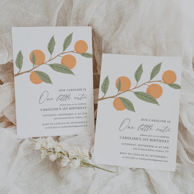 Invitación Citrus, un pequeño Naranja cutáneo, primer cumplea (Subido por el creador)