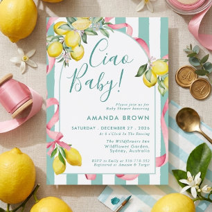 Invitación Citrus Verano Limón Arco Italiano Ciao Bebe Regalo