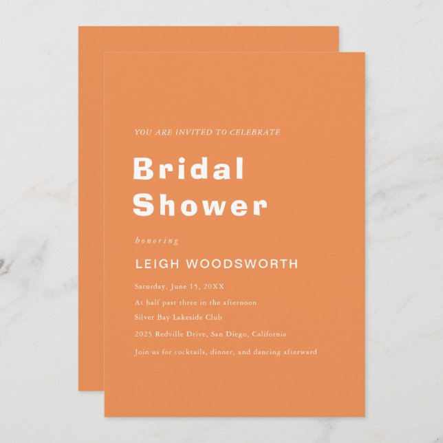 Invitación Citrus vintage | Retro Naranja Bridal Shower (Anverso / Reverso)