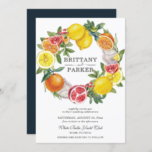 Invitación Citrus Watercolor Boda de guirnaldas botánicas