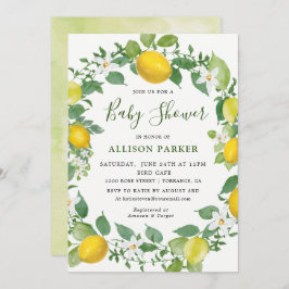 Invitación Citrus Watercolor Lemon Tema Baby Shower