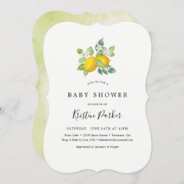 Invitación Citrus Watercolor Lemon Tema Baby Shower