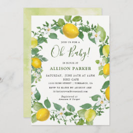 Invitación Citrus Watercolor Lemon Tema Baby Shower