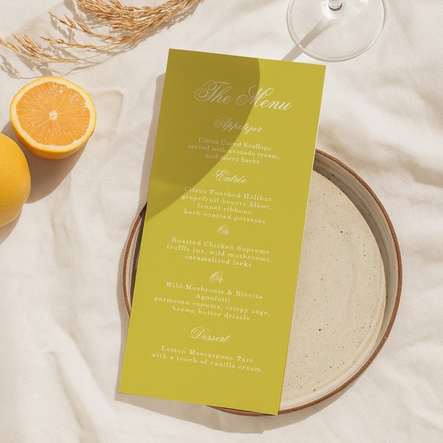 Invitación Citrus Wedding Yellow Tall Elegant Menu Card (Subido por el creador)