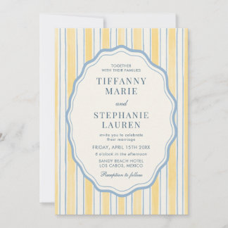 Invitación Citrus Yellow Elegant Modern Stripe Wedding