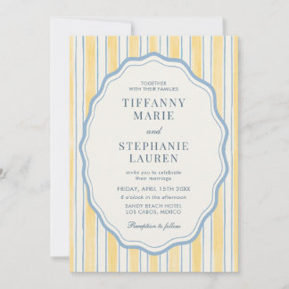 Invitación Citrus Yellow Elegant Modern Stripe Wedding