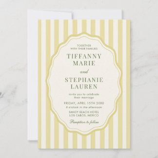 Invitación Citrus Yellow Elegant Modern Stripe Wedding