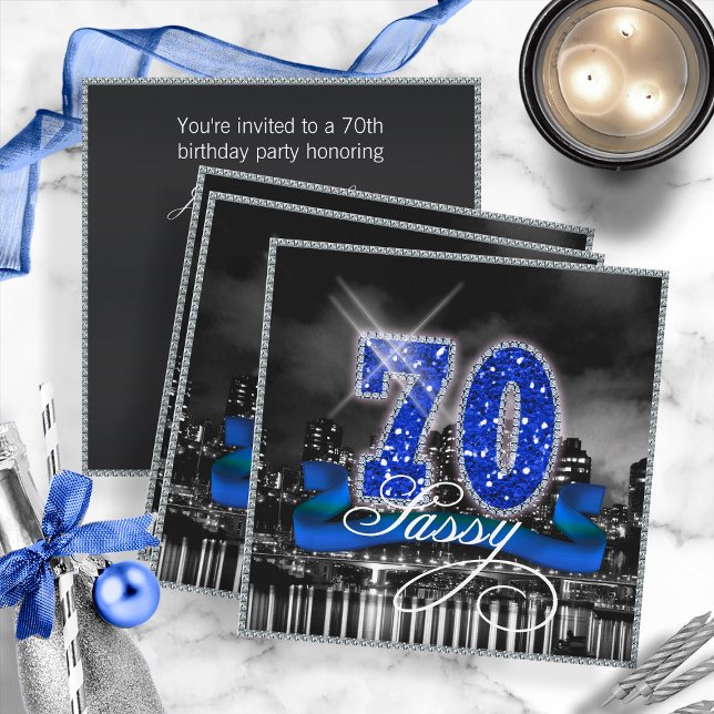 Invitación City Lights Sassy Setenty ID191 (Front/Back In Situ)