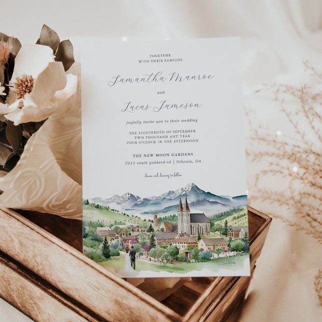 Invitación Ciudad de la montaña elegante | BODA (Subido por el creador)