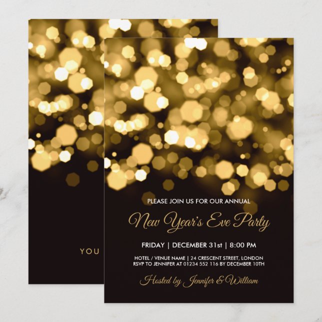 Invitación Ciudad de oro ilumina a Fiesta de Nochevieja (Anverso / Reverso)